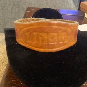 Vintage Leather tooled Linda snap bracelet